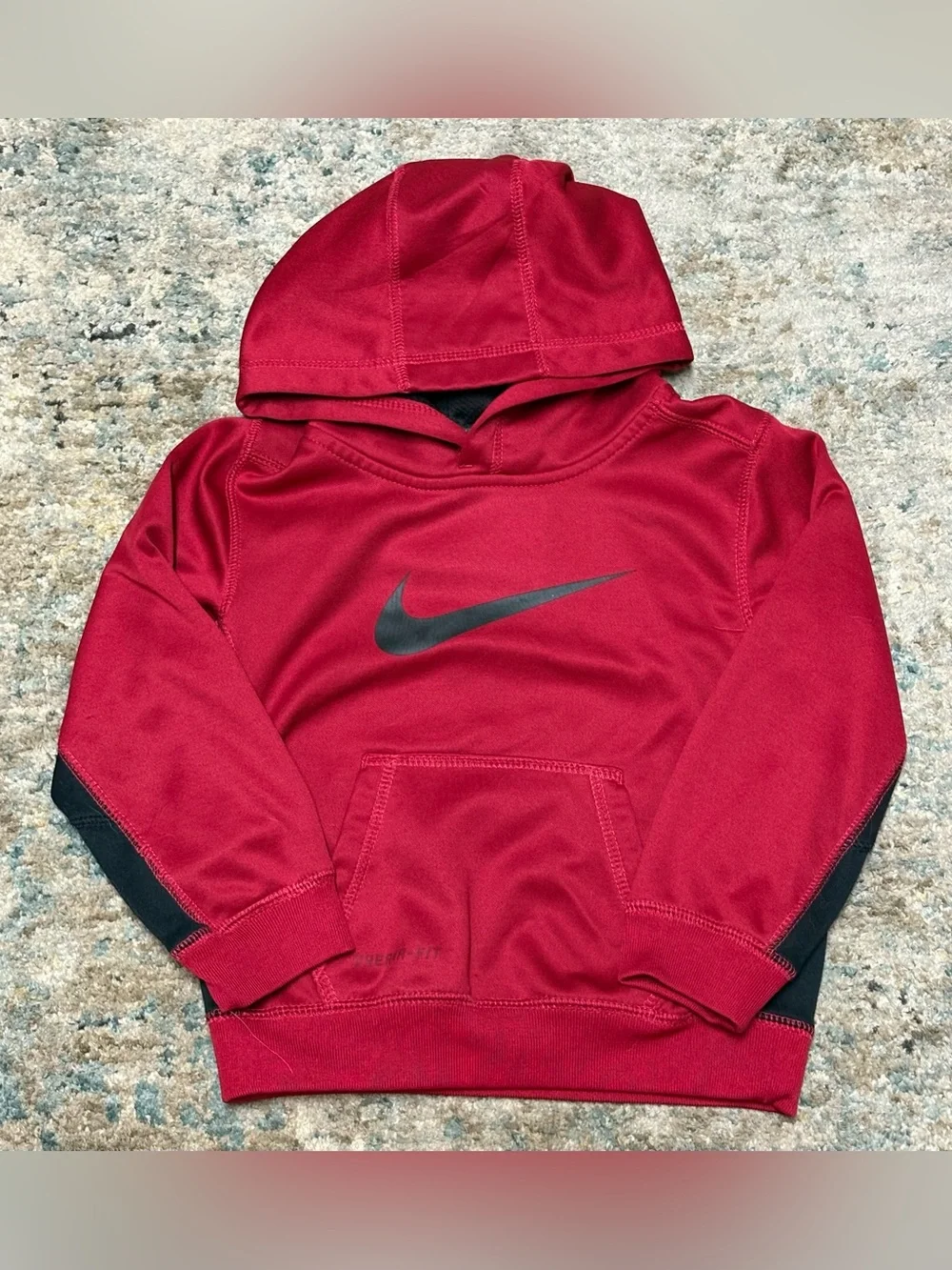 Nike Therma Fit Red Black Hoodie Sweatshirt Toddler Boys Size 3T